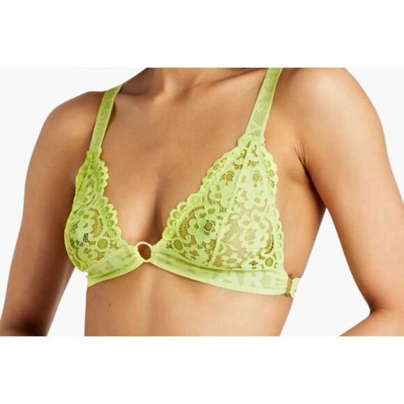 Stella McCartney Neon stretch lace triangle bra Bright yellow M - Picture 1 of 8